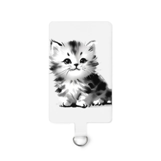 水墨こねこ微笑 Smartphone Strap