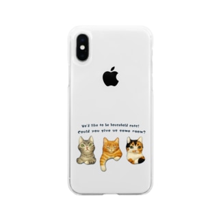 飼い猫になりたい三匹の猫 Soft Clear Smartphone Case