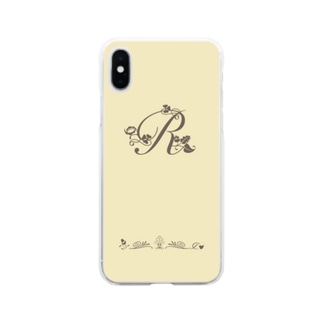 アルファベット　イニシャル　ボタニカル　クリーム　R #197 Soft Clear Smartphone Case