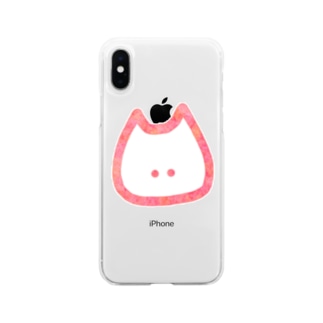 ねこさん。（水彩pink） Soft Clear Smartphone Case