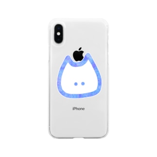 ねこさん。（水彩blue） Soft Clear Smartphone Case