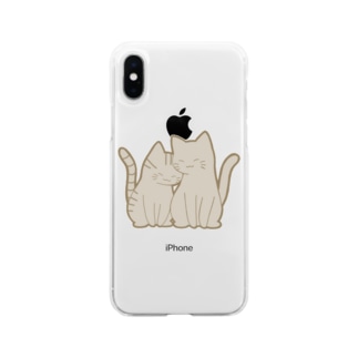仲良し猫　鯖トラ&灰 Soft Clear Smartphone Case