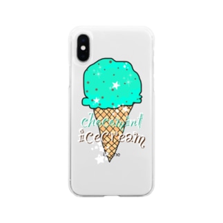 チョコミントアイスクリーム Soft Clear Smartphone Case