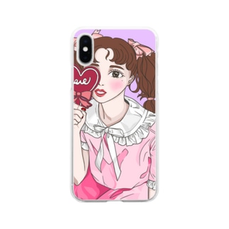 ピンクだらけの女の子 Soft Clear Smartphone Case