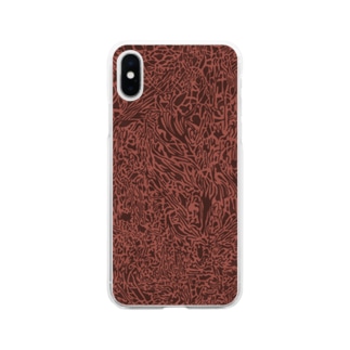 レザー　~brown color~ Soft Clear Smartphone Case