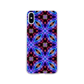 紫の花の幾何学模様 Soft Clear Smartphone Case