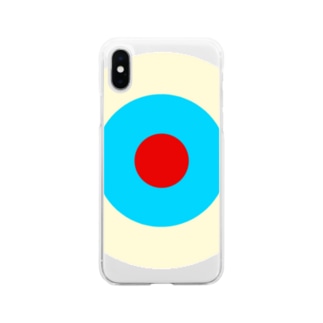 サークルa・クリーム・水色2・赤 Soft Clear Smartphone Case