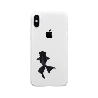 金魚 黒デメキン Soft Clear Smartphone Case
