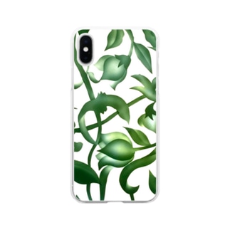 green flowers 緑の花唐草 Soft Clear Smartphone Case