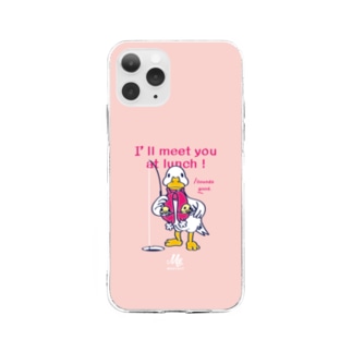 CT76あひるのおひるさんのサカナ釣り*ピンク Soft Clear Smartphone Case