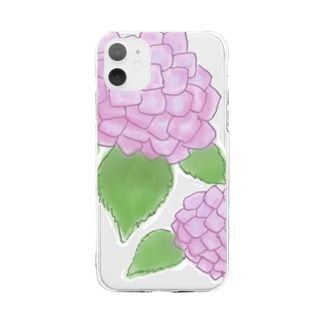 あじさい　紫 Soft Clear Smartphone Case