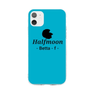 Halfmoon Betta⑤Black(Turquoiseblue) Soft Clear Smartphone Case