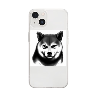 悪い顔した柴犬(色選択可能) Soft Clear Smartphone Case