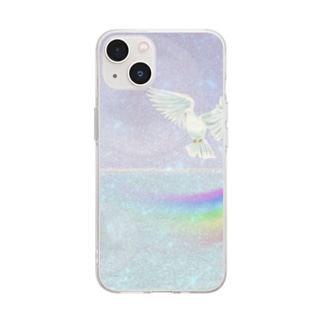 海と鳥と虹 Soft Clear Smartphone Case