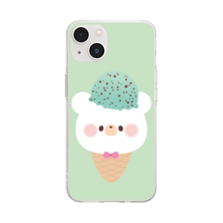 チョコミントクマ Soft Clear Smartphone Case
