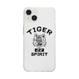 TIGER SPIRIT タイガー アメリカンカレッジ動物 虎 おもしろかわいい Soft Clear Smartphone Case