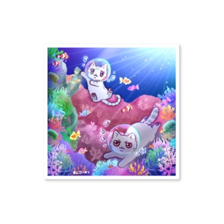 にゃんことサンゴ礁 Sticker