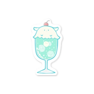 クリームソーダに擬態するメンダコ（淡色メロンソーダ）-擬態妖精ミミカ- Sticker