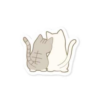 仲良し猫の背中　サバ白&白 Sticker