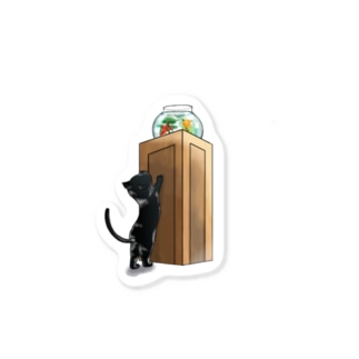 【NO.VO】猫と金魚鉢 黒ver. Sticker