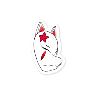 ツキさんの狐面 躑躅 (大) Sticker