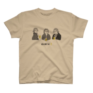 偉人 × BEER（三人の音楽家）黒線画 Regular Fit T-Shirt