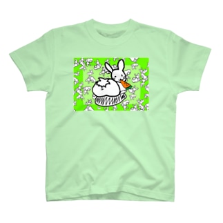 ｶｵｽうさぎ:緑【多+1】 Regular Fit T-Shirt