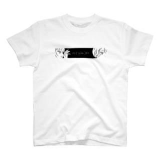 「echo」 T black print Tシャツ