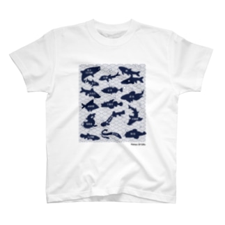 岐阜県の魚類　[ シルエット漢字ver.] Regular Fit T-Shirt
