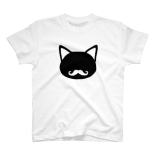 ちょび髭ロゴ4 ねこ　猫　ネコ　cat Regular Fit T-Shirt