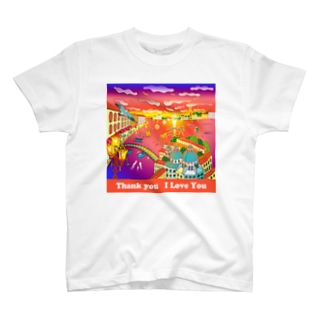 水の都と夕焼け Regular Fit T-Shirt