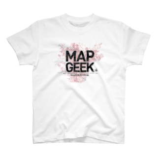 地図マニア（MAP GEEK）・黒文字赤地図 T-Shirt