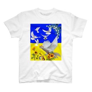 鳩と猫と花 Regular Fit T-Shirt