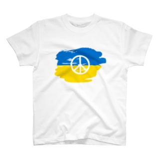ウクライナ色ペイントピースマーク（Peace symbol） Regular Fit T-Shirt