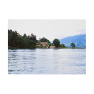 スイス：ルツェルン湖の別荘　Switzerland: House with a boat hut Stickable Poster