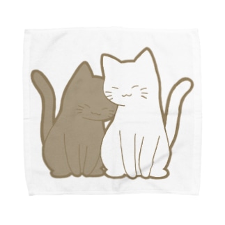 仲良し猫　黒&白 Towel Handkerchief