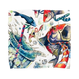かわいい動物のイラスト 鯉 Towel Handkerchief By Miyuki Takeuchi Suzuri