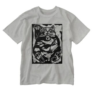 招き猫(木版画) Washed T-Shirt