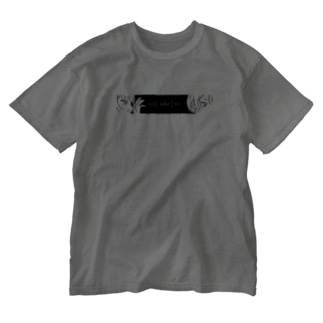 「echo」 T black print ウォッシュTシャツ