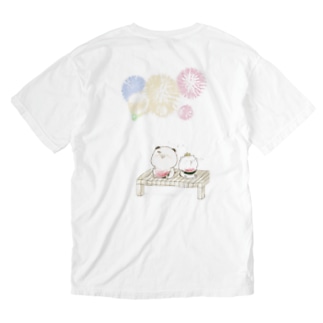 ゆずひこ&ぷぅ王子　花火(裏表印刷) Washed T-Shirt