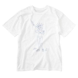 Feminism Enlightening the World Blue Line ウォッシュTシャツ