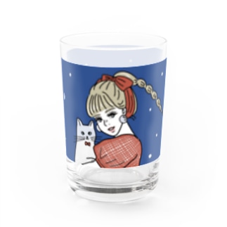飲み物で色が変わるネコちゃんと女の子 Water Glass