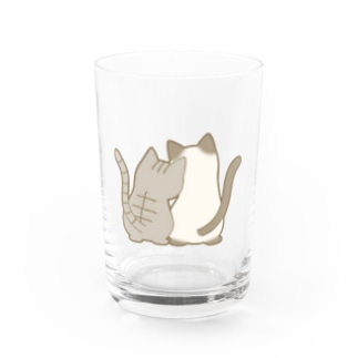 仲良し猫の背中　鯖トラ&ポインテッド Water Glass