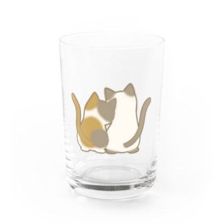 仲良し猫の背中　三毛&ポインテッド Water Glass