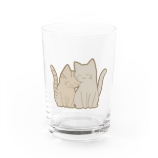 仲良し猫　キジトラ&灰 Water Glass