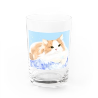 シャボン玉とポチャ猫 Water Glass