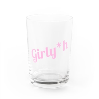 Girly*hロゴ(pink) Water Glass