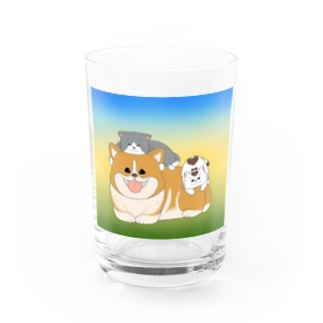 甘えん坊猫とコーギー（背景あり） Water Glass