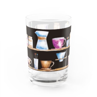レトロ水彩カフェのコーヒー器具棚/アンティーク ～Alley～ Water Glass
