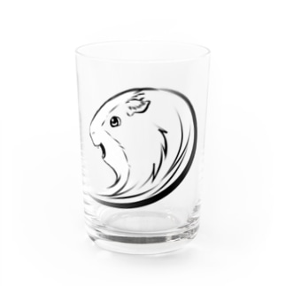 モルモットのムギちゃん(黒線ver) Water Glass